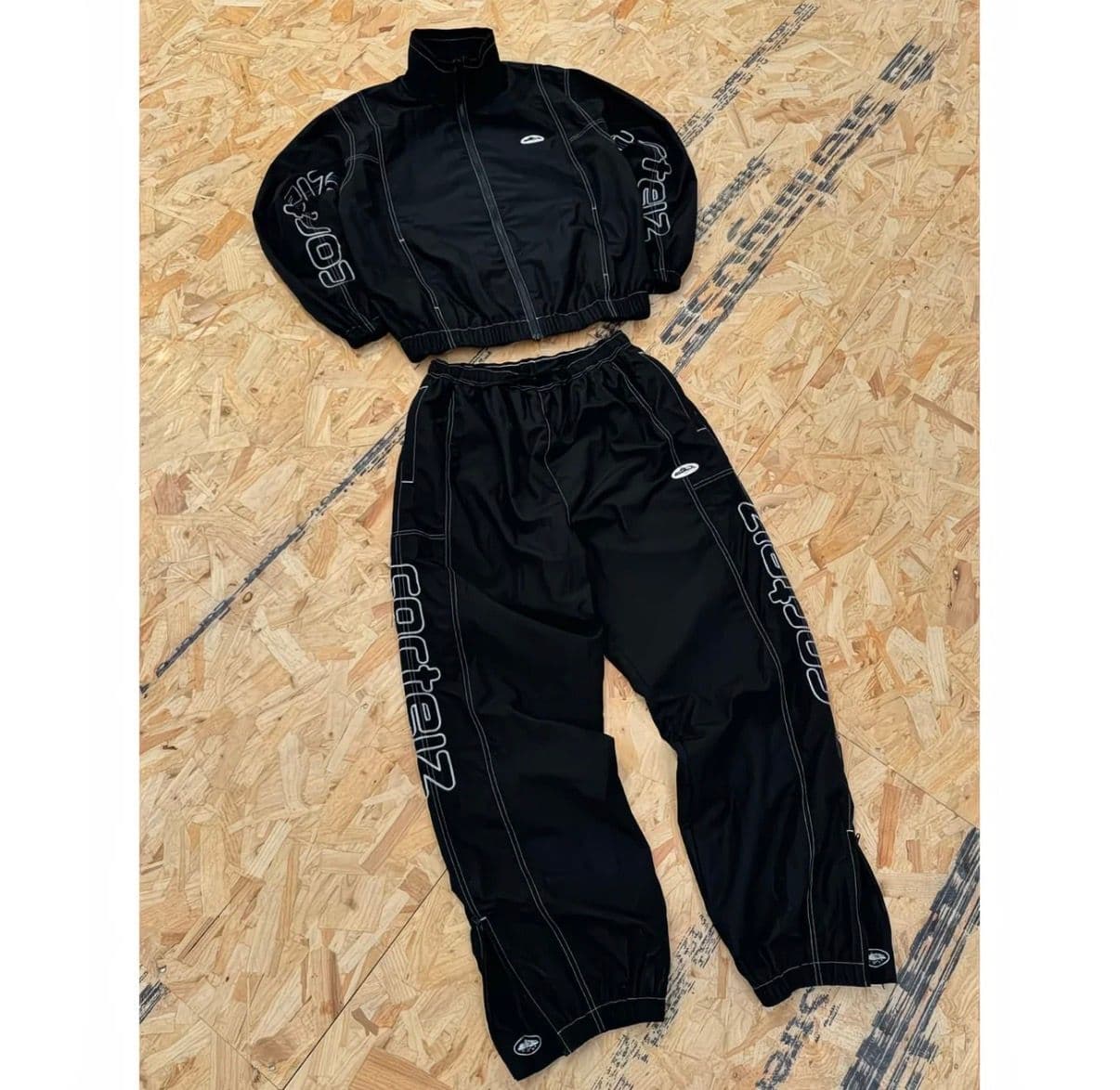 Black Two-Piece Tracksuit Set